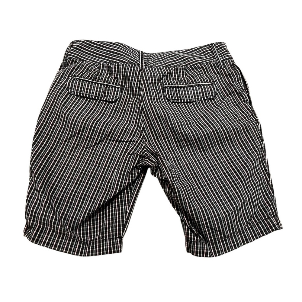 Old Navy Plaid Bermuda Shorts Women’s 14 Mid-Rise Black Pink Check